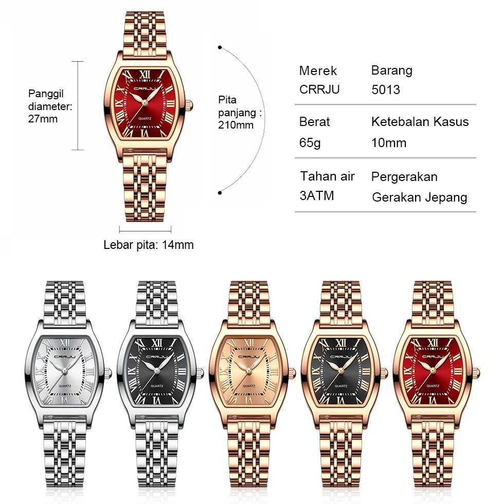 (Good) CRRJU Jam Tangan Wanita Elegan Terbaru 2023 Anti Air Rantai Kado Buat Pacar Cewek 5013