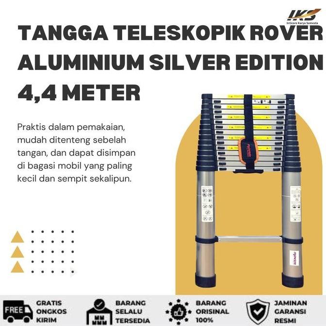 %%%%] ROVER Tangga Teleskopik Aluminium 4,4 Meter Silver Edition