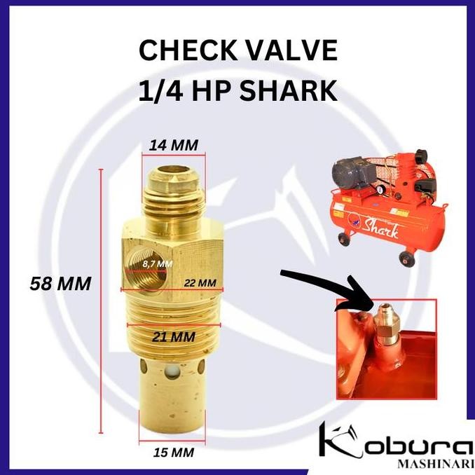 Check Valve 1/4 HP SHARK Klep Tangki Katup Satu Arah Kompresor Angin Merek Shark
