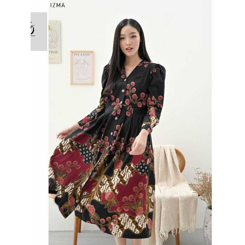 Gamis Batik Wanita Lengan Panjang Elegan – Couple Batik Modern