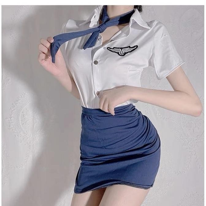 Lingerie Set kostum Pramugari Flight Attendant Sailor Lingerie Cosplay A323