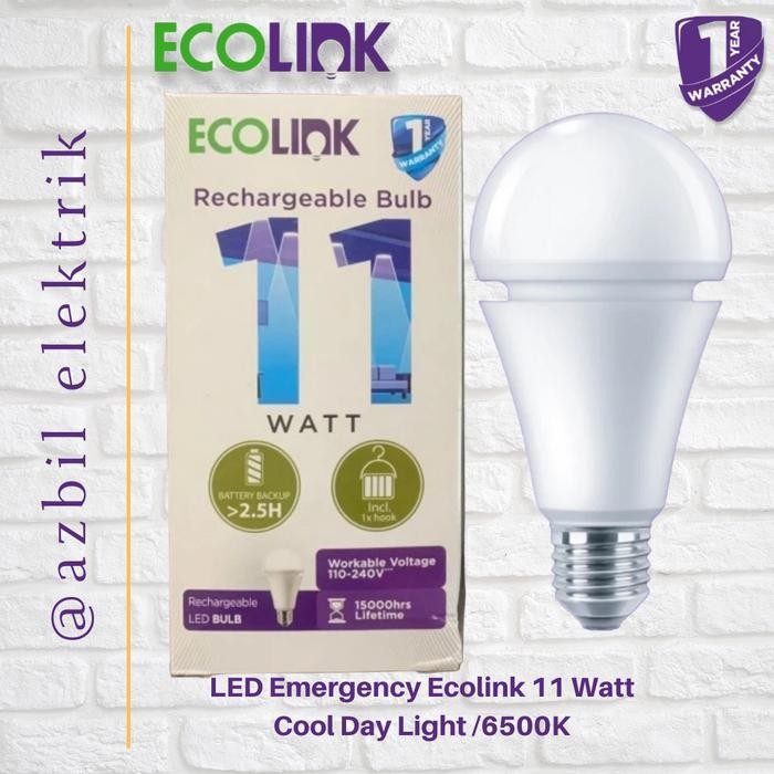 PROMO Lampu Bohlam Emergency LED 11 Watt Ecolink  6500K - Putih