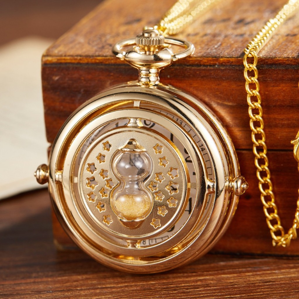 Gold Large Pocket Watch Hollow Funnel Chronograph Vintage Quartz Pocket Watch