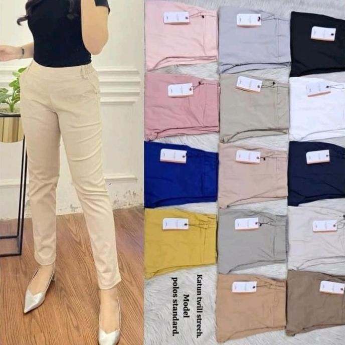 Celana Fauzira Katun Strect Celana panjang wanita katun - Fauzira Pants Melar Nyaman Tebal M