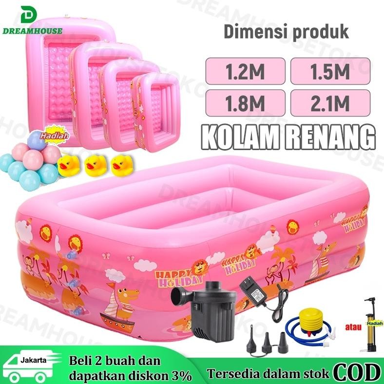 1.5-3.1M Kolam Renang Anak Jumbo 3Rings Kolam Renang Keluarga Tiup Besar Family Inflatable Swimming 