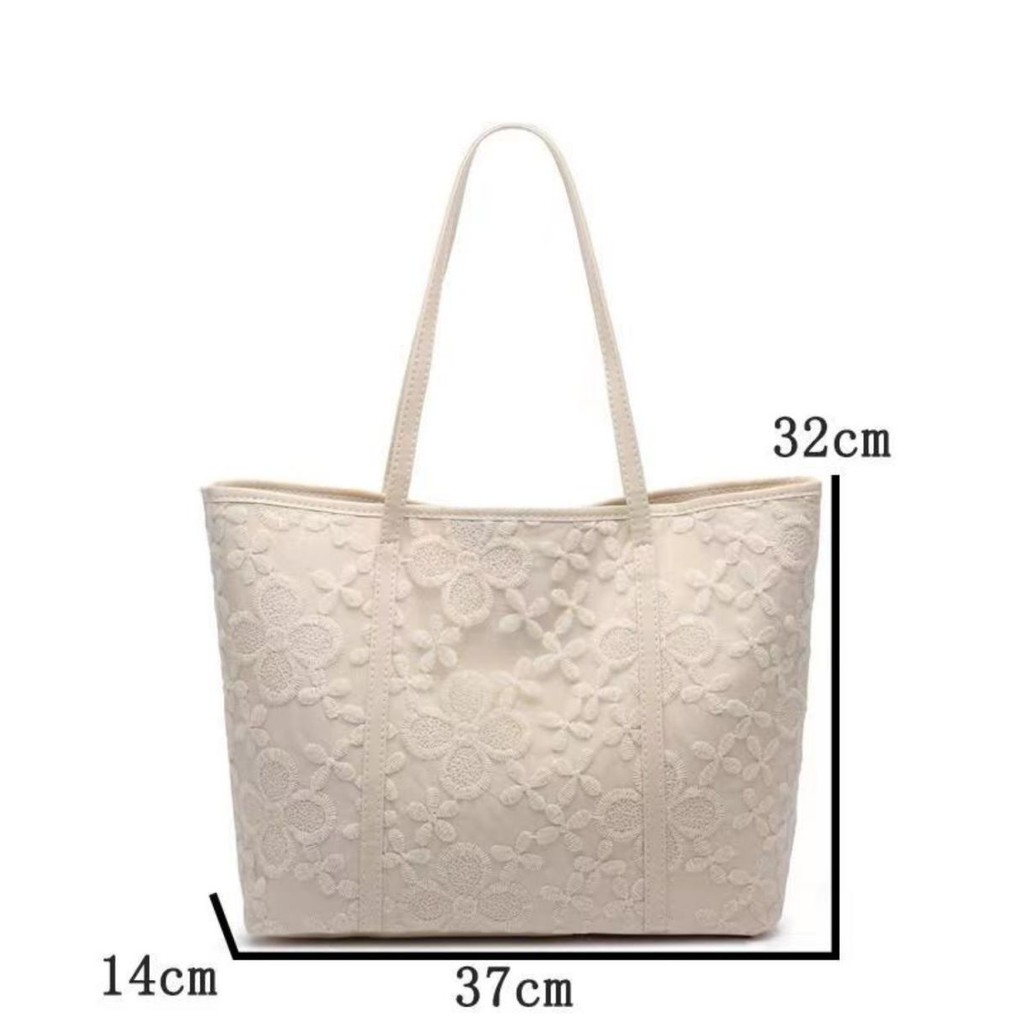 Tas Besar untuk Bepergian Renda Artistik Kapasitas Besar Tas Bahu Tas Fashion