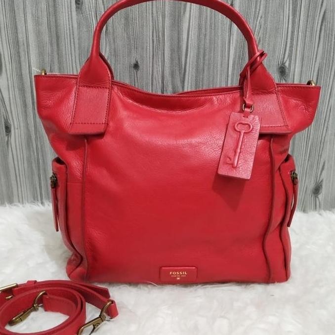 ready stock Ready Fossil Emerson Satchel Large Real Red