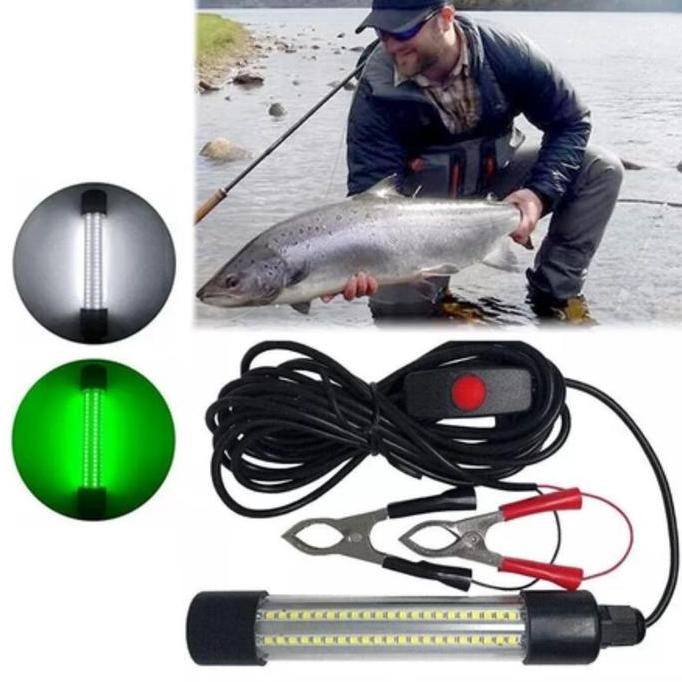 DF349>> Lampu umpan ikan Lampu LED bawah air Lampu memancing Lampu biru umpan cumi Baterai 48 jam