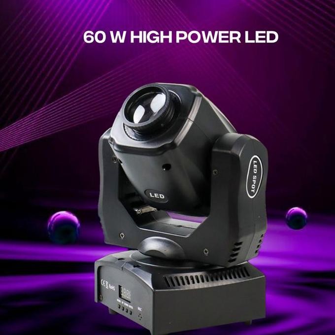 Moving Head Beam 60W Zq-B147B Lampu Sorot Spot Light Panggung 8 Warna 12 Derajat Dmx512