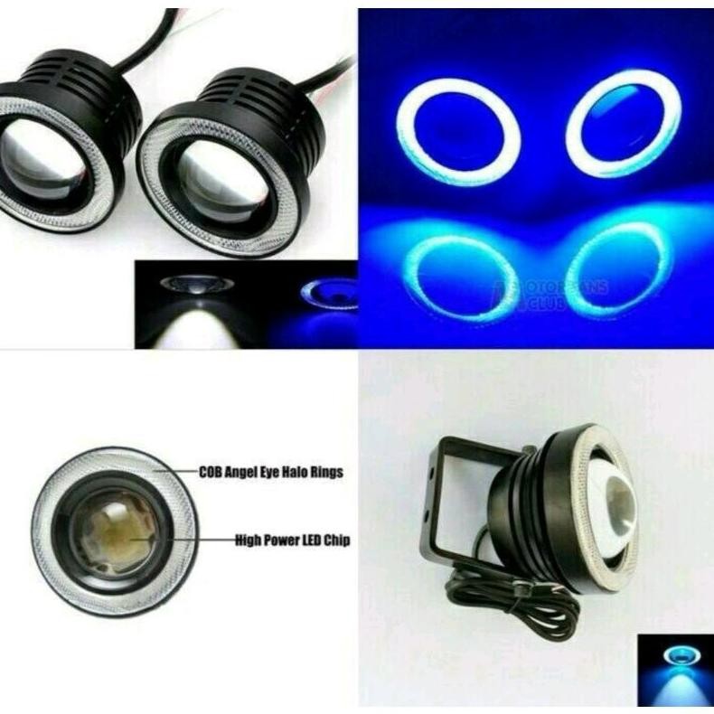Lampu Led Foglamp Mobil YARIS BAKPAO Projector Foglamp Angel Eyes 89mm