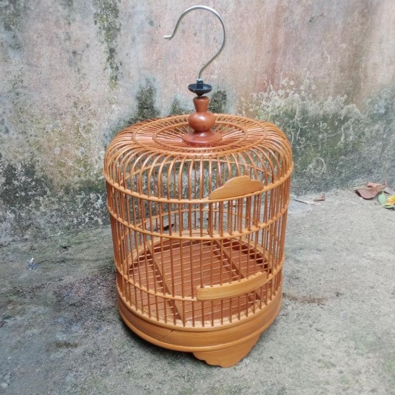 Sangkar burung pleci full bambu diameter 25cm