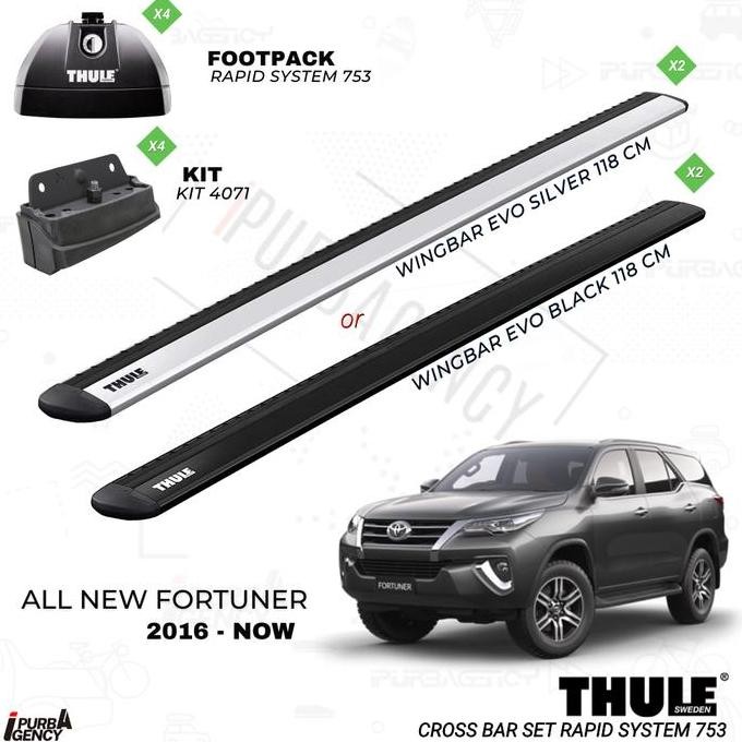 Thule Cross bar set All new Fortuner 2016 - 20xx Rapid System 753