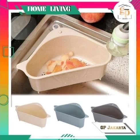 Bisa Cod Terlaris - Rak Sudut Wastafel Segitiga Saringan Cuci Piring /Tempat Spon Sabun/ Tempat Tiri