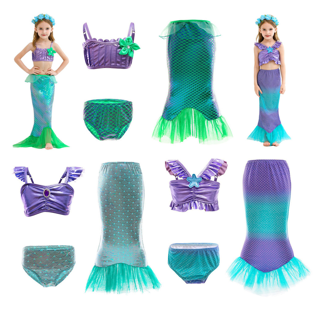 Mermaid Princess Dress Festival Performance Costume for Girls Spring Summer New Baby Dress Mermaid T