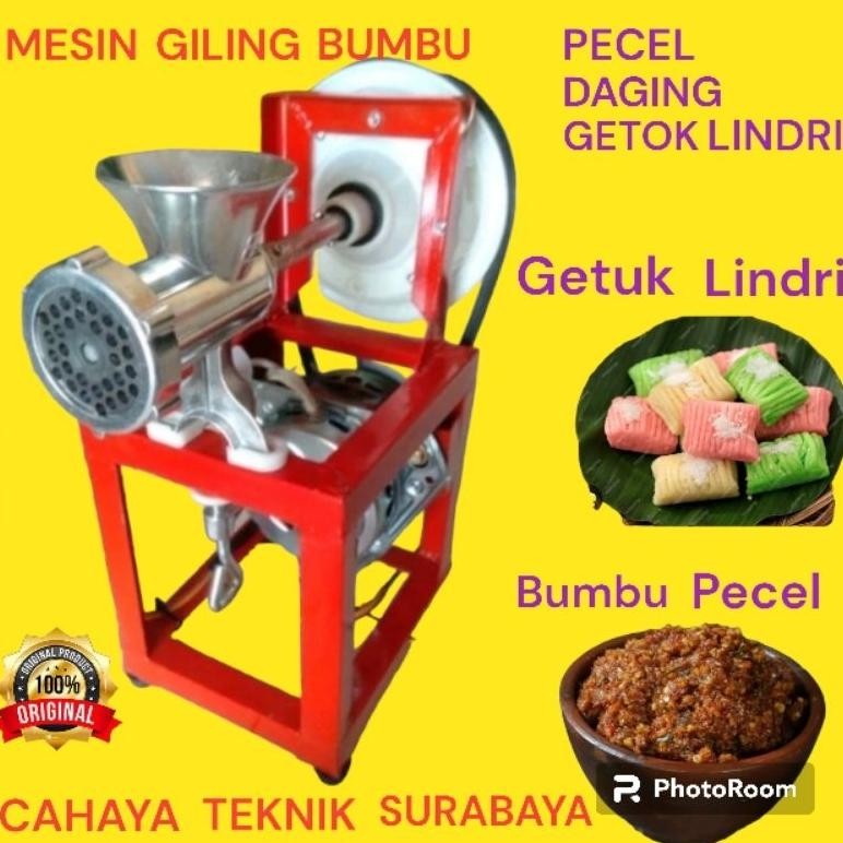 MESIN GILING GETUK LINDRI / DAGING / BUMBU PECEL NO - 10 LISTRIK 150 WATT MENGUNAKAN GEAR BOX
