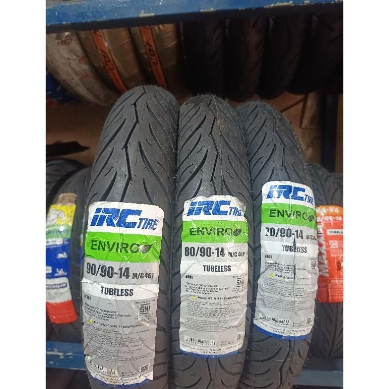 BAN TUBELESS MATIC IRC ENVIRO TUBELESS RING 14 70/90-14 , 80/90-14 , 90/90-14 PRODUKSI TERBARU