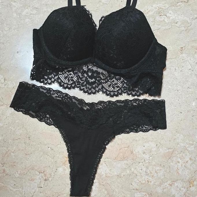 BRA SET BLACK H&M SEXY BH THONG (LA SENZA VICTORIA SECRET VS G STRING