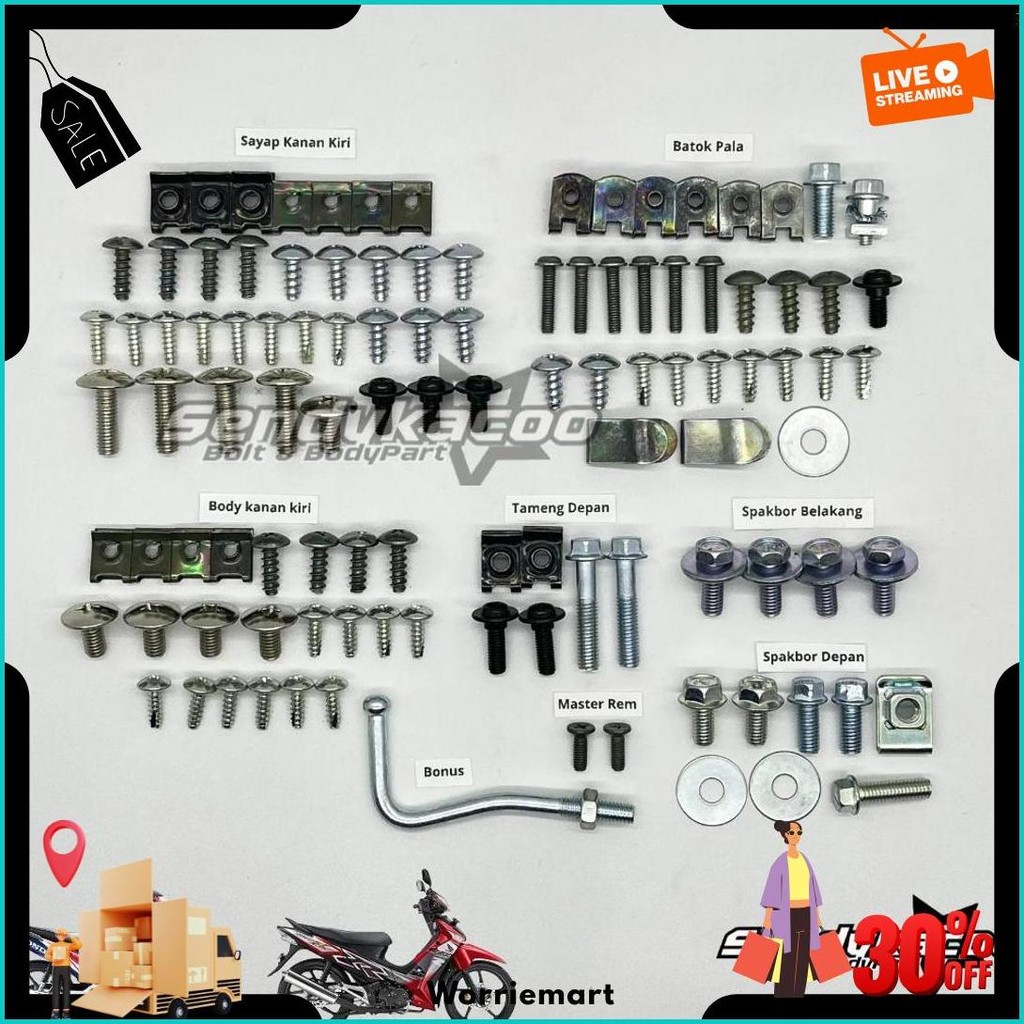 Baut Body Supra X 125 Full Set / Baut Supra X 125 Full Set Cod