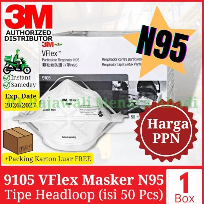 3M Masker 9105 Vflex N95 Niosh (1 Box Isi 50 Pcs)