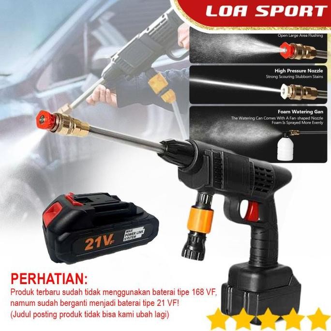 Semprotan Air Cuci Mobil High Pressure Steam Sabun Baterai Cas 168 Vf