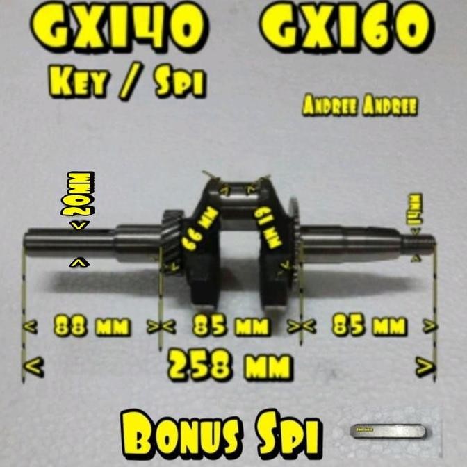 +++++] Crankshaft Kruk As Penggerak Engine GX160 GX-160 5.5