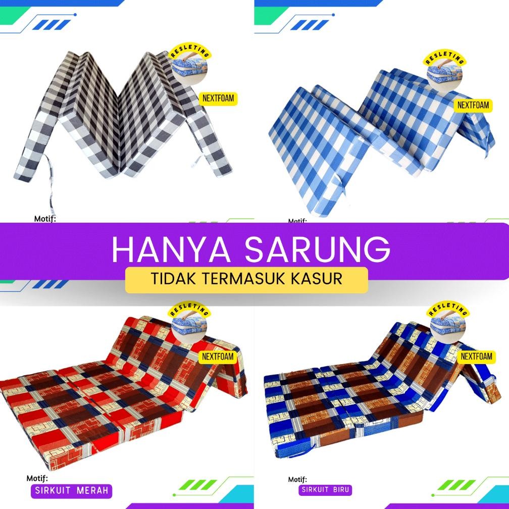 My56 [Hanya Sarung] Sarung Kasur Busa Lipat Resleting Tebal 5,10, 15, 20 Cm Ukuran 200X200 200X180 2