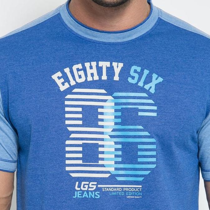 Lgs - Tshirt Pria - Slim Fit - Kaos Fashion - Lgs Jeans 86 - Biru - Jts.322.M2699F.01.C