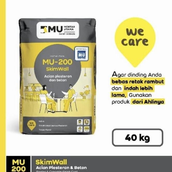 Mortar Utama Mu 200 Acian Plester & Beton Skimwall Mu200 - 40Kg