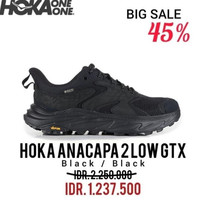 Hoka Anacapa 2 Gtx Low Black / Black Hiking Boots Original Bnwb