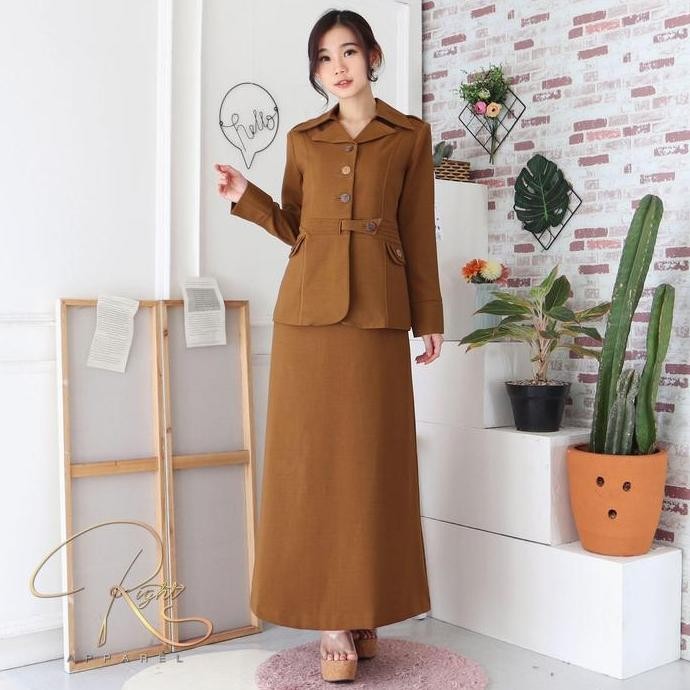 [VANERICK] - Jas Wanita Blazer Seragam Stel Rok A Pemda Aceh / Hitam / Navy (Dongker) Pangkat, Tali 