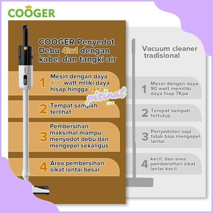 ukd-23 ht-12 At43 COOGER Electric Vacuum Cleaner 4in1 14000pa Penyedot Debu Kuat Dengan Tangki Air M