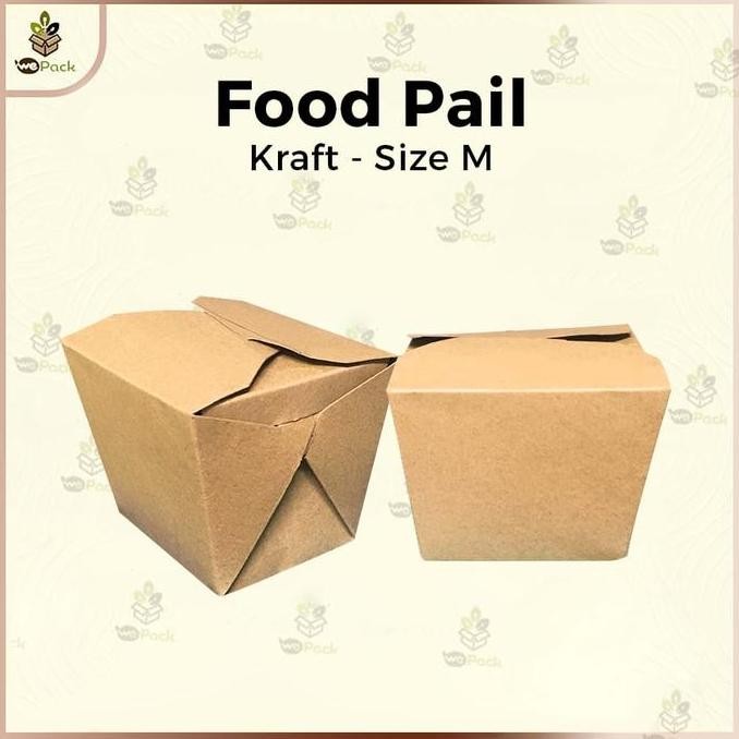 Food Pail Paper Medium 10Oz Box Bento Coklat Kraft 290Gsm Laminating M