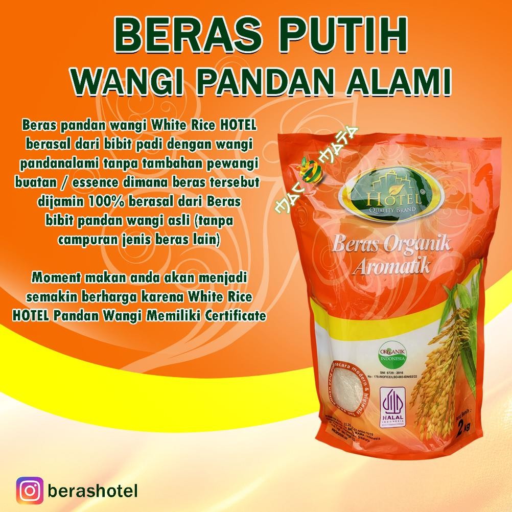 

Beras Putih Wangi Pandan Alami Organik HOTEL - Beras Organik Wangi Alami Pandan Putih - BERAS HOTEL Organik 2kg
