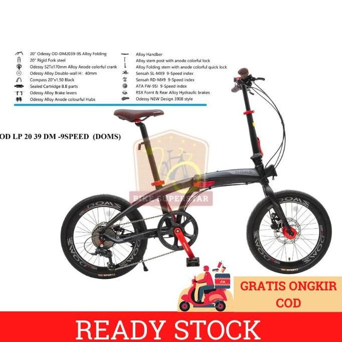 Sepeda Lipat 20 Inch Odessy Doms 9 Speed Alloy Disc Hidrolik murah