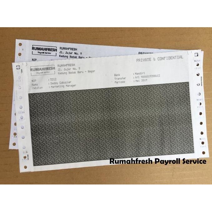 Cetak Blanko Kertas Continous Slip Gaji 3 Rangkap (Carbonize)