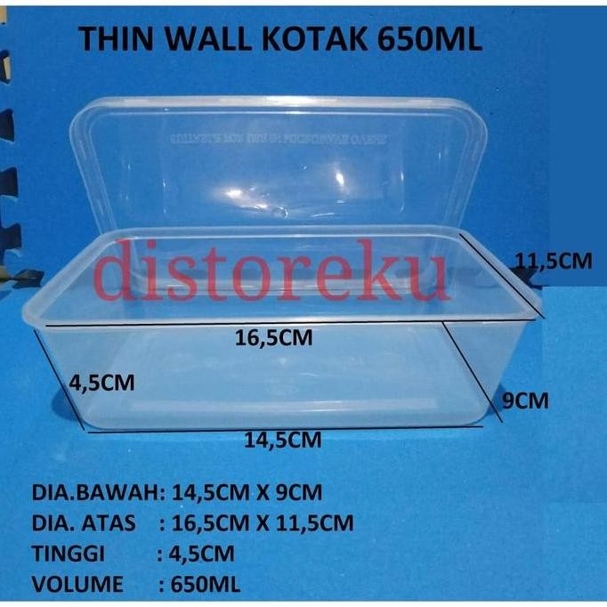 Thinwall Box Plastik Kotak Tahan Panas 650 Ml Tebal Fim Microwave