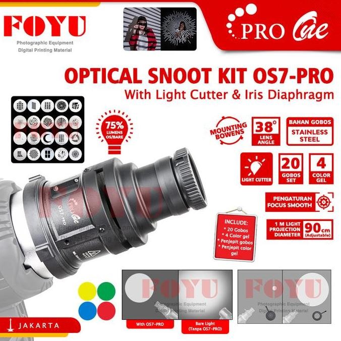 Pro One Os7-Pro Optical Snoot Kit Light Cutter Pemotong Cahaya Projector Proyektor Bentuk Self Studi