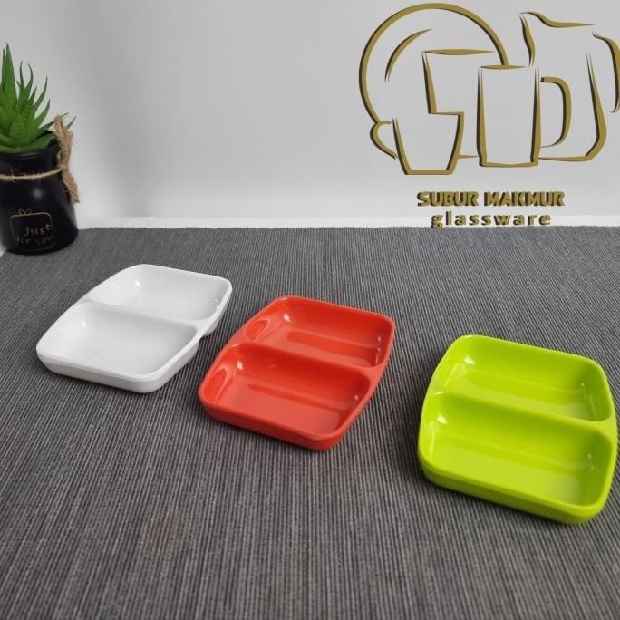 (Good) [1 pcs] Pisin Sambal Sekat 2 Melamin Tebal. Ber SNI / Tempat Cabe