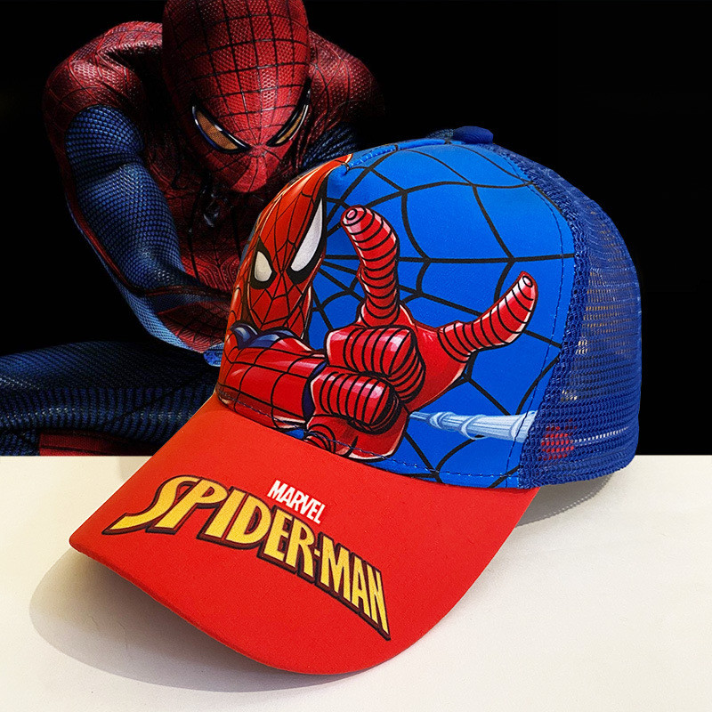 [Saror]Topi Anak Spider-Man Topi Matahari Iron Man Topi Tipis Berpuncak