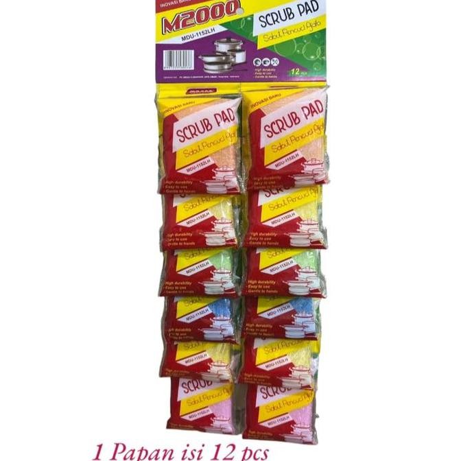 Spon Busa Cuci Piring Isi 12 Pcs Perlembar Warna Campuran Ideal Untuk Penggunaan Sehari-Hari 1 Papan