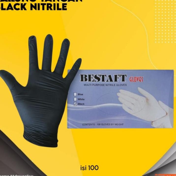 Sarung Tangan Hitam Karet Gloves 1 Box Isi 100