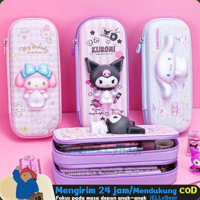 

jEELLyBeer Besar Kotak Pensil Lapisan Tunggal / Ganda Sanrio Cinnamoroll Melodi Pensil Multi-fungsi Kantong Pensil Dekompresi Kotak Alat Tulis Siswa