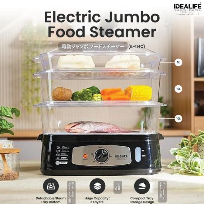 Promo Alat Pengukus Makanan Kukusan Listrik Food Steamer IDEALIFE COD
