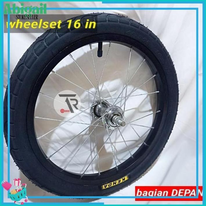 UNIK Roda sepeda 16 lengkap sudah di pasang ban 16x1.75 kenda / wheelset sepeda 16 x 1.75 KENDA siap