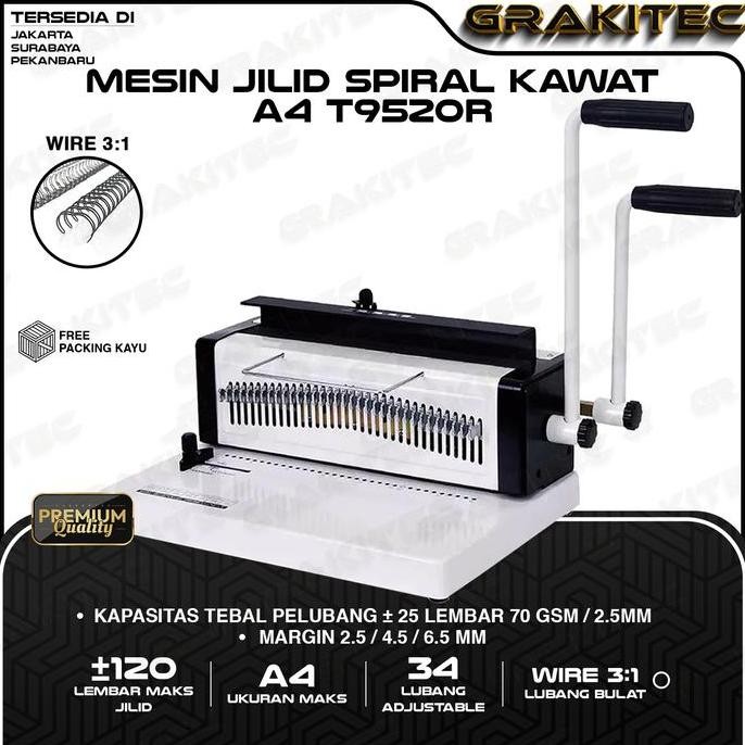 

Grakitec Mesin Jilid Spiral Kawat GRAKITEC T9520R A4 ATAU TD 1231 GRAKITEC