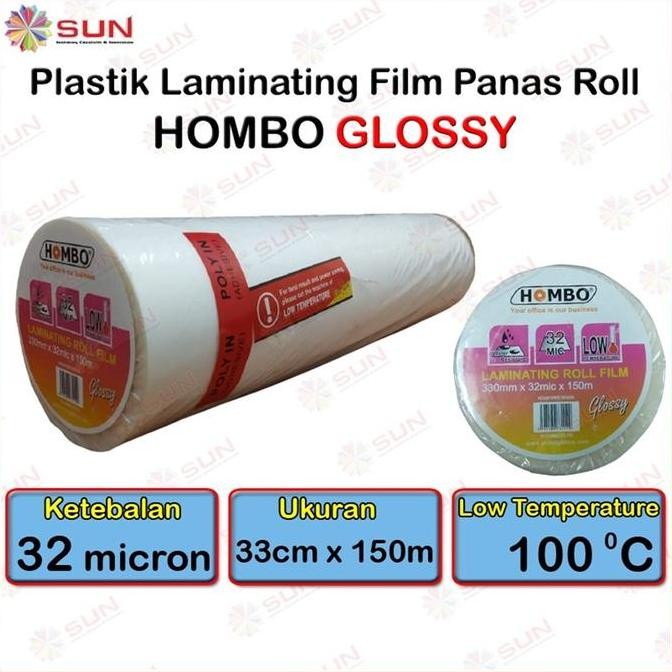 PROMO DISKON - Plastik Laminating Panas Roll Hombo 32 micron / GKTech 28 mic/21mic 33 cm x 150 m Glo