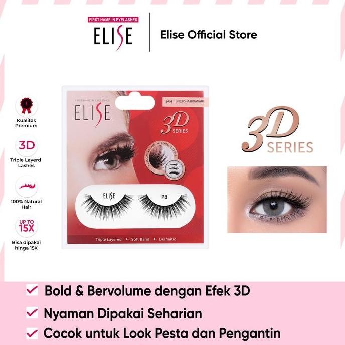 TERLARIS - Bulu Mata Elise - 3D Pesona Bidadari - Bold Look/Cocok untuk Riasan Pesta/Pengantin/Favor