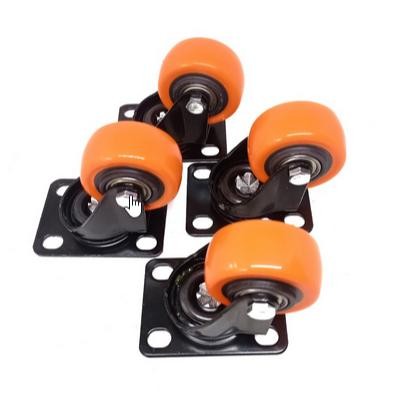 NEW FUKUDA Roda Kastor 2 Inch ORANGE TEBAL Hidup TANPA REM / Castor Swifel Plate Etalase Troli PER S