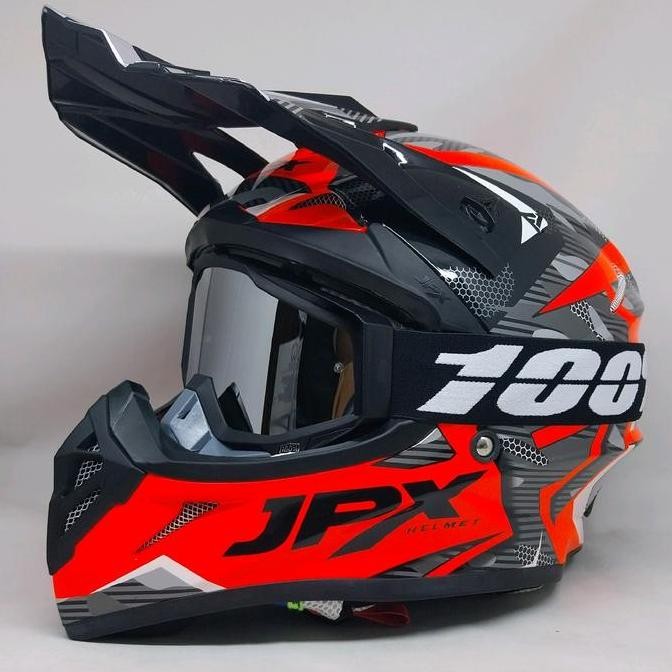 Helm Jpx Cross Fox 1 Motif X35 Plus Kacamata Goggle 100 Percent