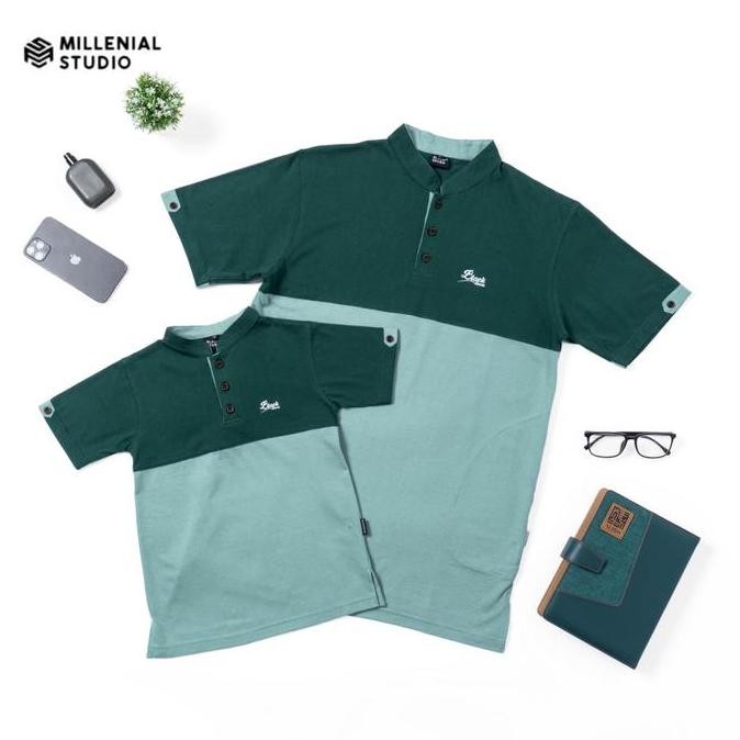 TERLARIS - Kaos Kurta Ayah Anak Ghaisan | Kurta Couple Lengan Pendek Hijau Sage